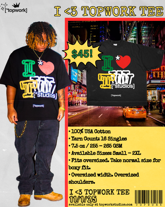 I <3 Topwork Tee (Black)