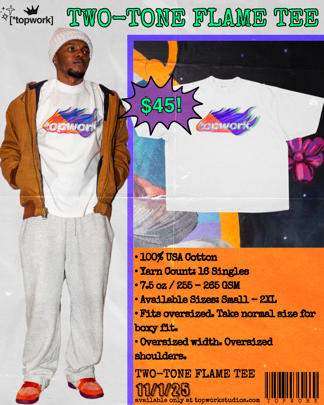 Topwork Two-Tone Flame Tee